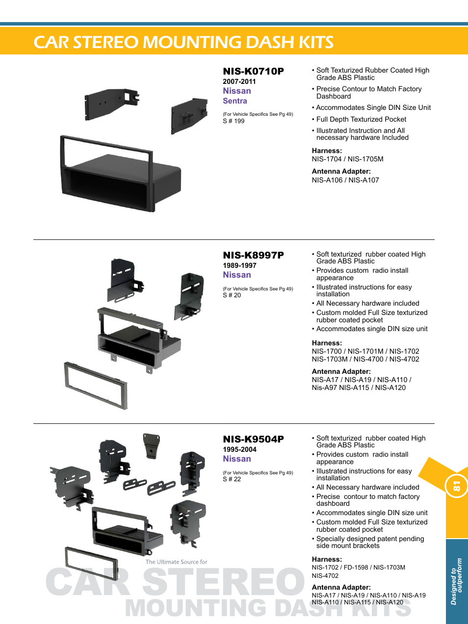 Car stereo, Mounting dash kits, Car stereo mounting dash kits | Xscorpion Dash kit, Harness and Antenna Catalog User Manual | Page 81 / 116