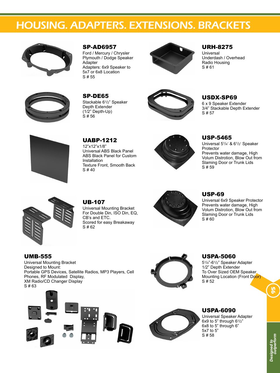 Uabp-1212, Uspa-5060, Sp-de65 | Sp-ad6957, Usdx-sp69, Usp-5465, Usp-69, Uspa-6090, Urh-8275, Umb-555 | Xscorpion Dash kit, Harness and Antenna Catalog User Manual | Page 95 / 116