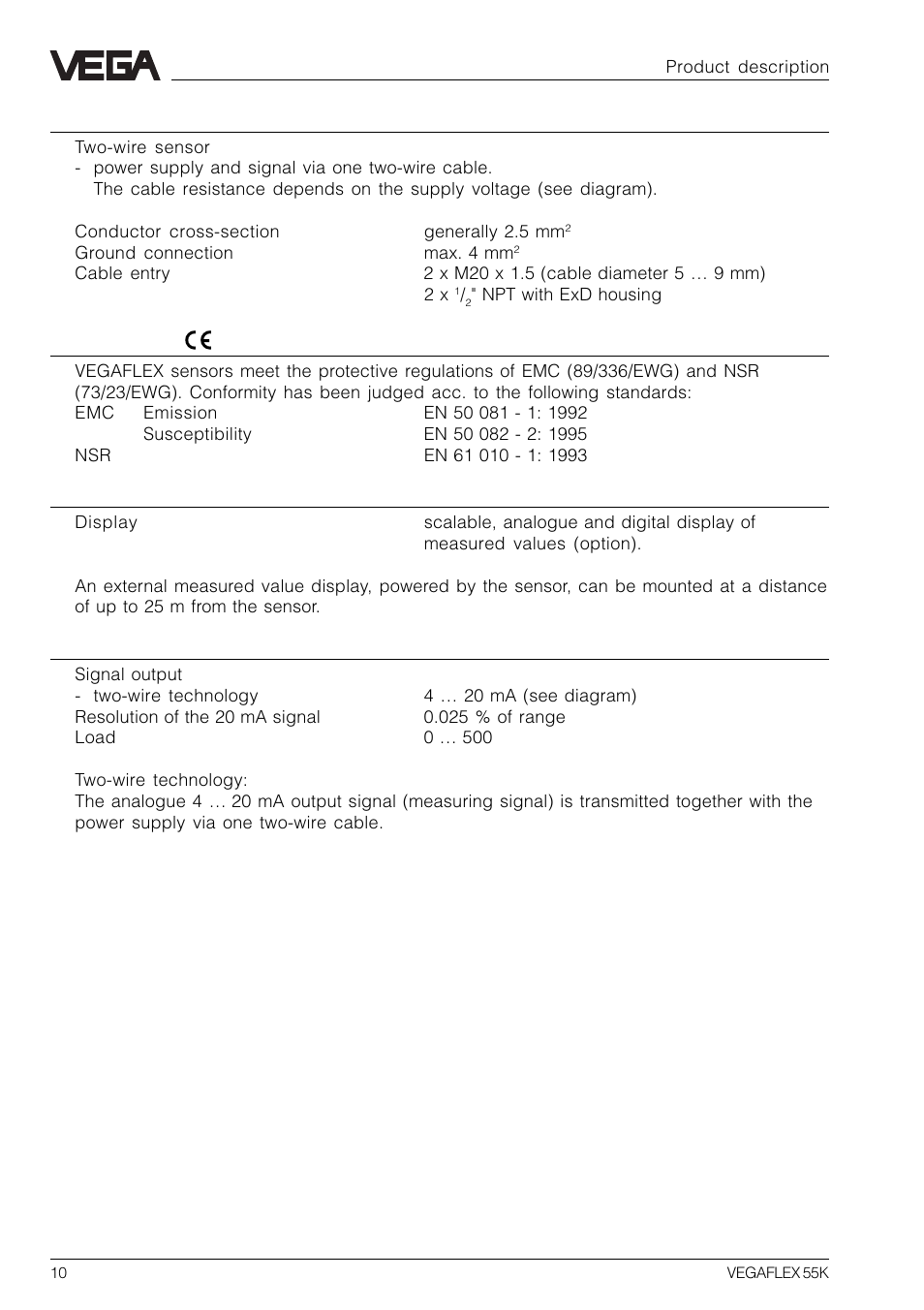 VEGA VEGAFLEX 55K User Manual | Page 10 / 32