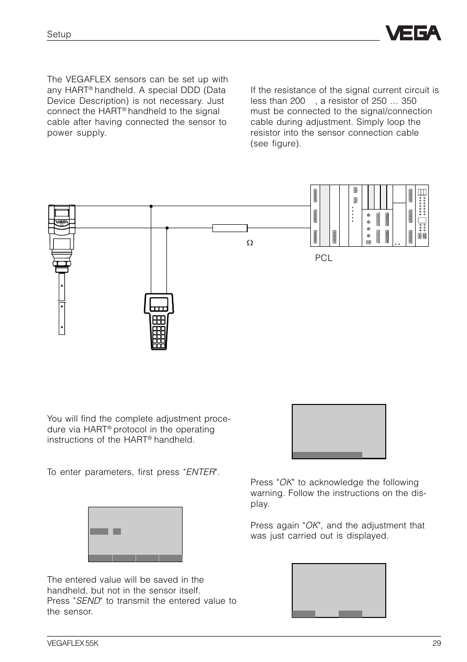 4 adjustment with hart® handheld, 4 adjustment with hart, Handheld | The most important adjustment steps | VEGA VEGAFLEX 55K User Manual | Page 29 / 32