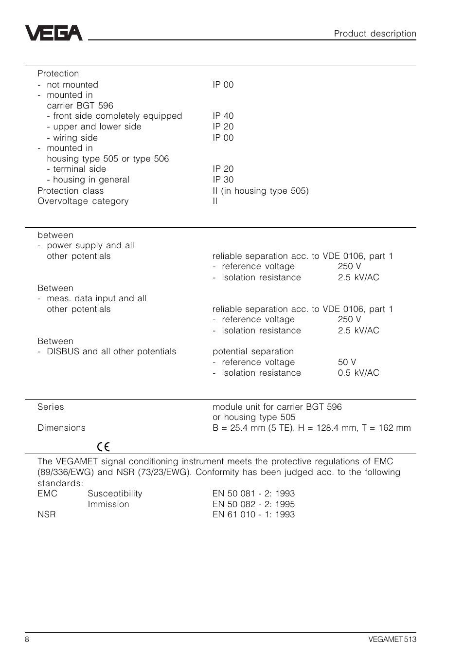 VEGA VEGAMET 513 User Manual | Page 8 / 52