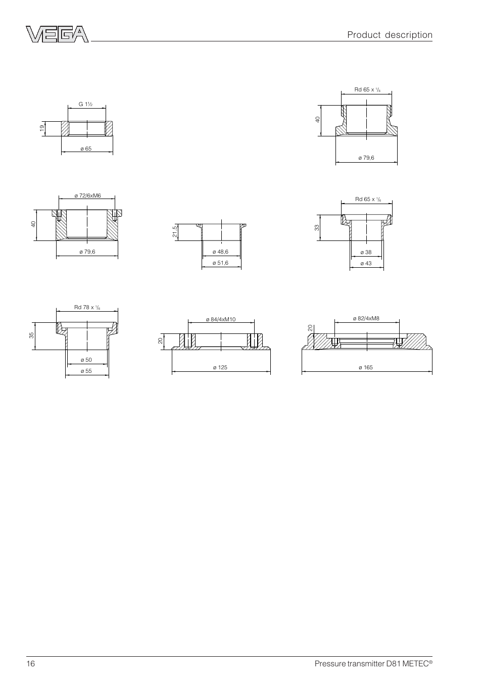 16 pressure transmitter d81 metec | VEGA D81 METEC Hydrostatic pressure transmitter User Manual | Page 16 / 44