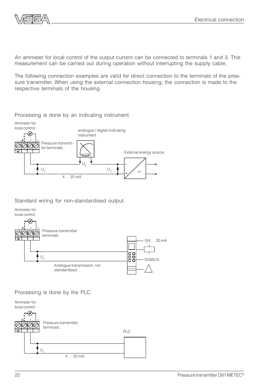 4 connection examples | VEGA D81 METEC Hydrostatic pressure transmitter User Manual | Page 22 / 44