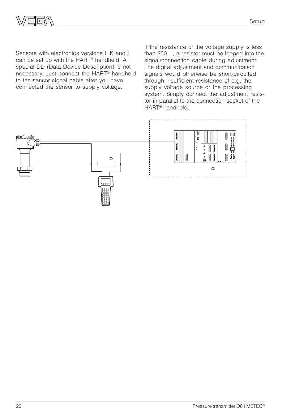 4 setup with hart® handheld, 4 setup with hart, Handheld | VEGA D81 METEC Hydrostatic pressure transmitter User Manual | Page 26 / 44