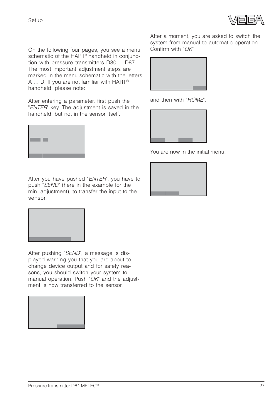 The most important adjustment steps | VEGA D81 METEC Hydrostatic pressure transmitter User Manual | Page 27 / 44