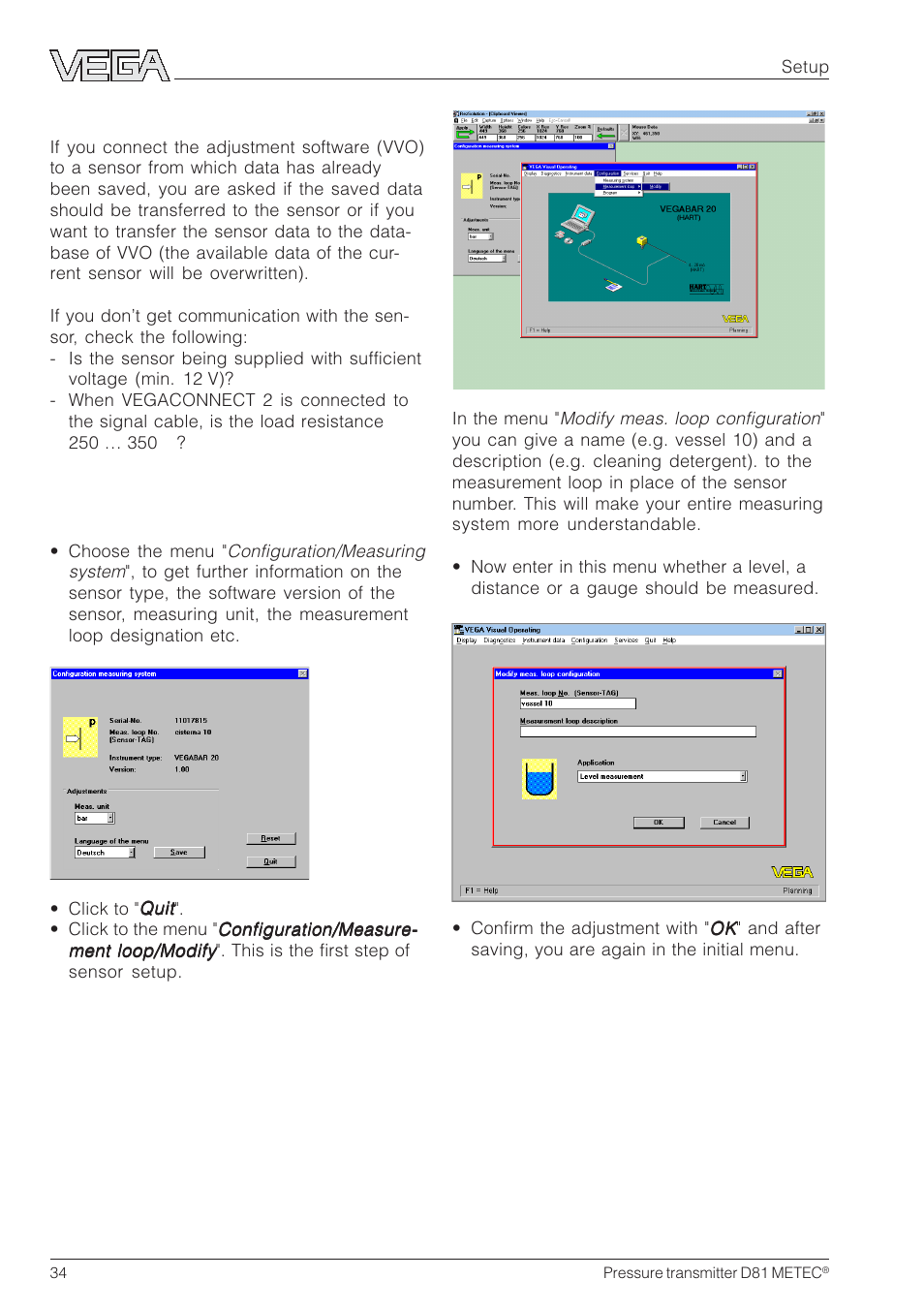 VEGA D81 METEC Hydrostatic pressure transmitter User Manual | Page 34 / 44