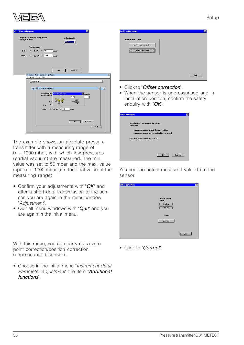 VEGA D81 METEC Hydrostatic pressure transmitter User Manual | Page 36 / 44