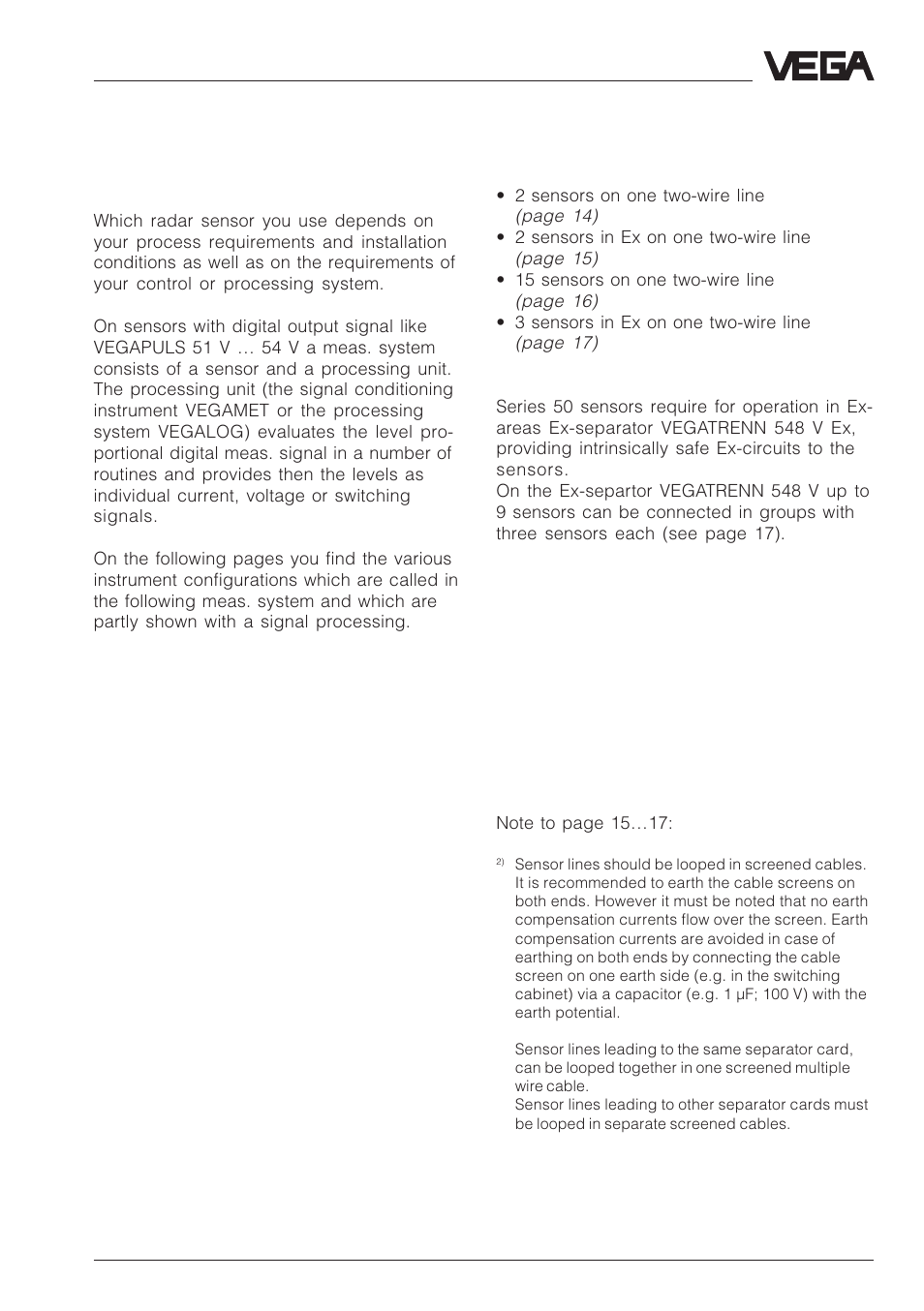 2 configuration of measuring systems | VEGA VEGAPULS 51V…54V User Manual | Page 13 / 96