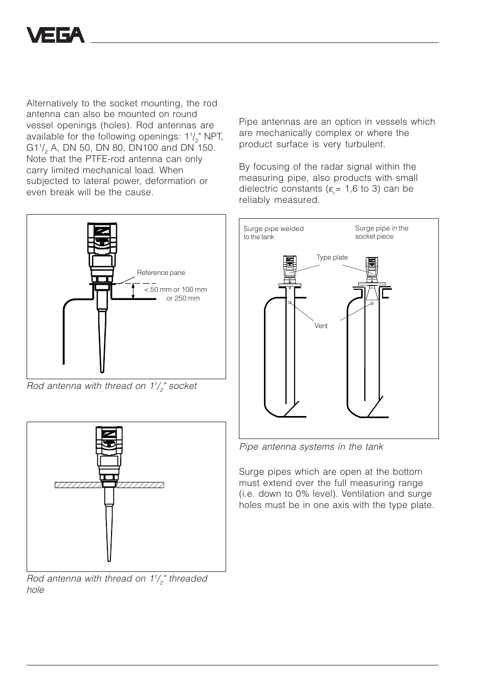 3 measurement in standpipe, General instructions | VEGA VEGAPULS 51V…54V User Manual | Page 30 / 96