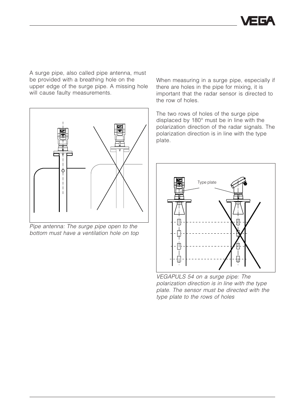 Surge pipe without ventilation hole | VEGA VEGAPULS 51V…54V User Manual | Page 39 / 96