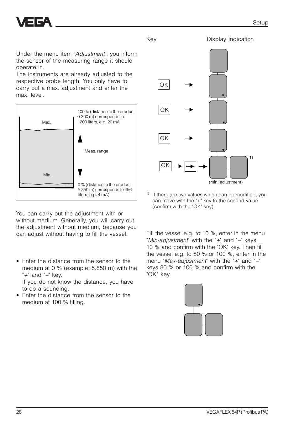 Adjustment | VEGA VEGAFLEX 54P (Profibus PA) User Manual | Page 28 / 48