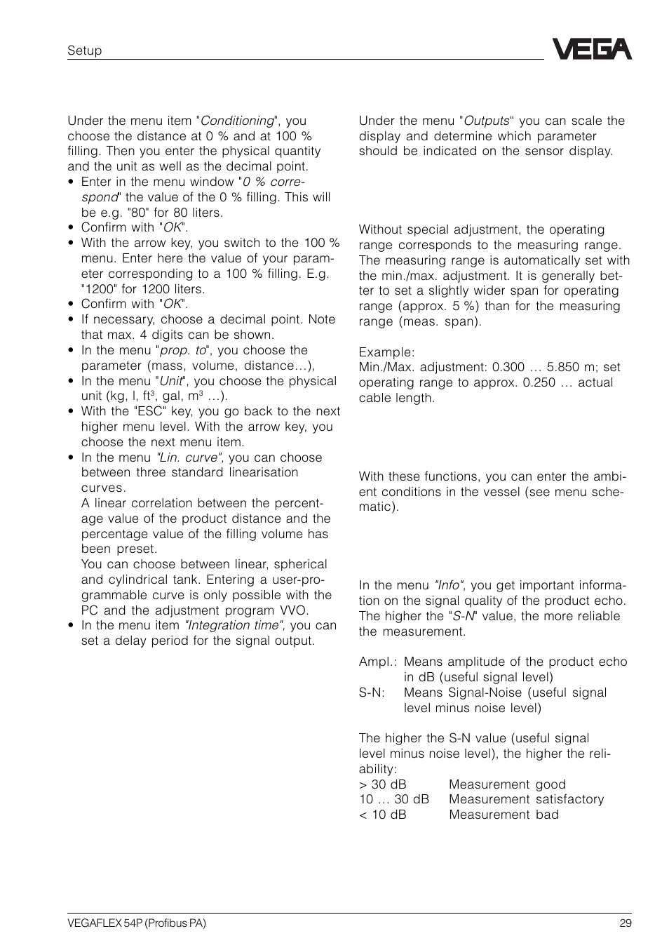 VEGA VEGAFLEX 54P (Profibus PA) User Manual | Page 29 / 48