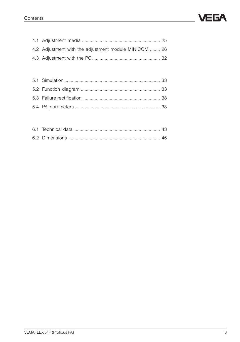 VEGA VEGAFLEX 54P (Profibus PA) User Manual | Page 3 / 48