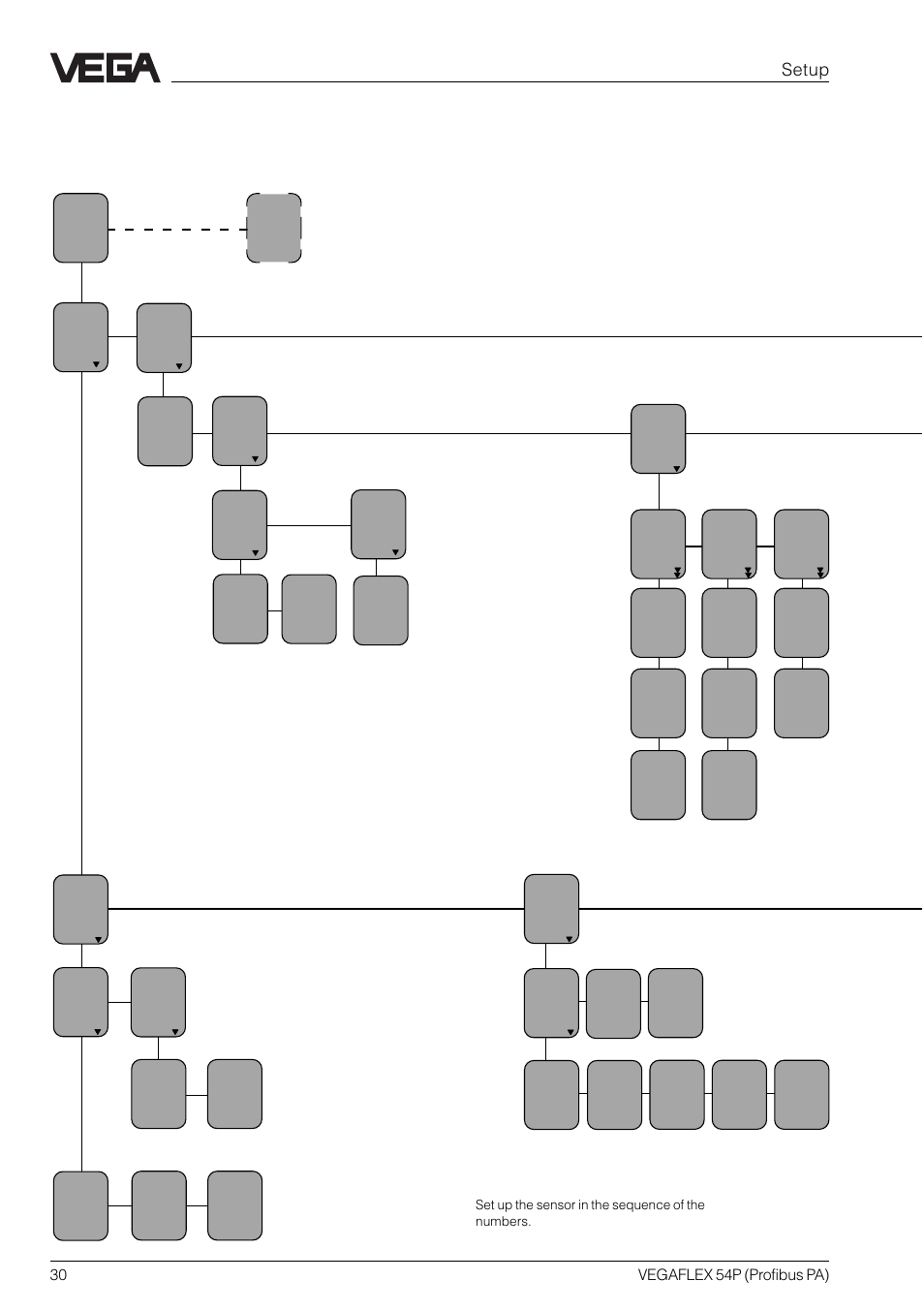 Menu schematic of the adjustment module minicom, Setup | VEGA VEGAFLEX 54P (Profibus PA) User Manual | Page 30 / 48