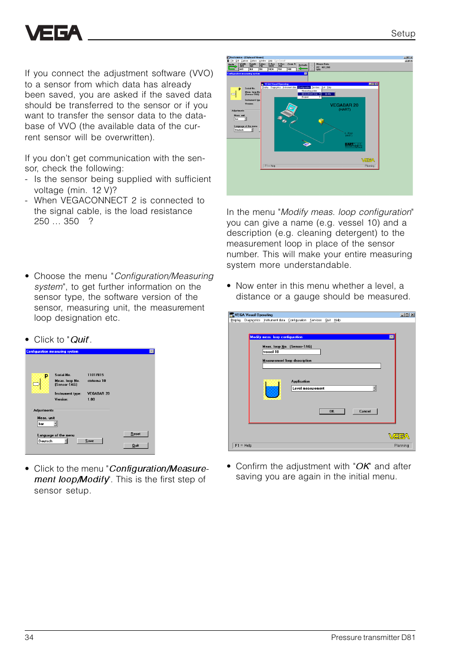 VEGA D81 Hydrostatic pressure transmitter User Manual | Page 34 / 44