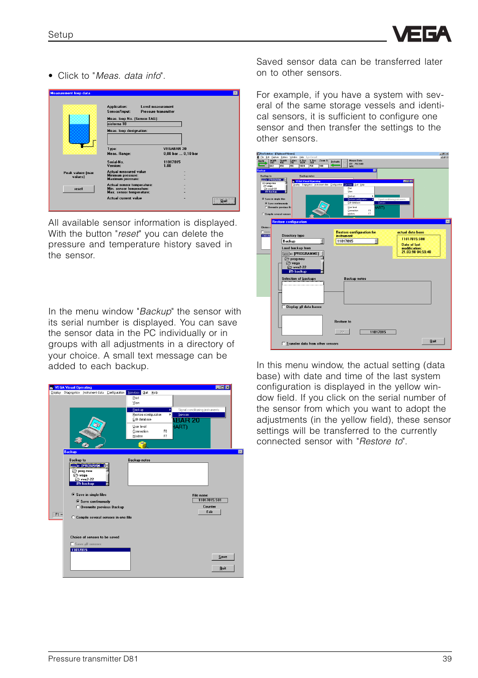 VEGA D81 Hydrostatic pressure transmitter User Manual | Page 39 / 44