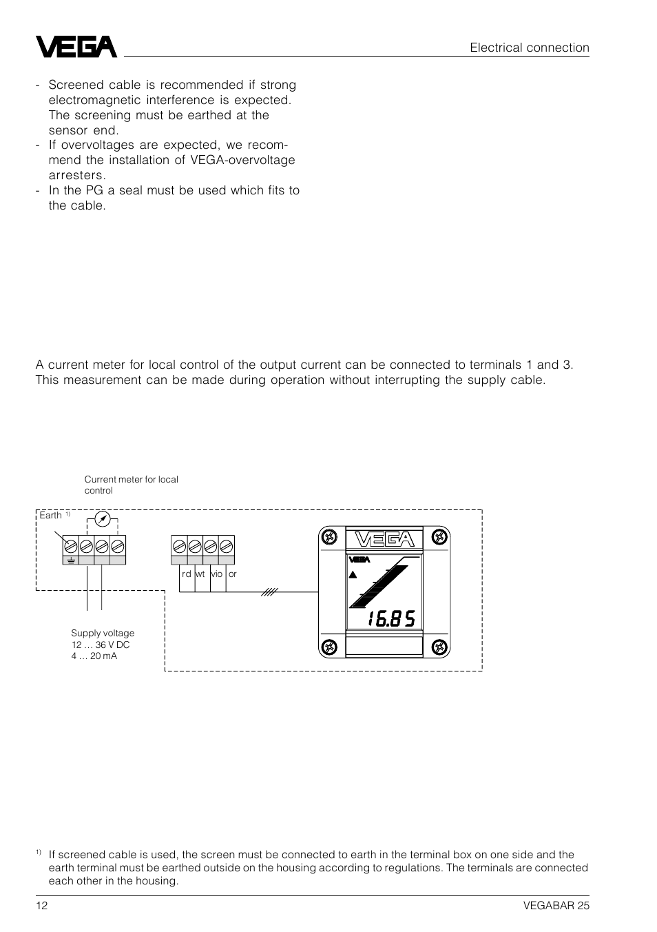 2 connection plan, Vegabar, 0 - 20 bar | VEGA VEGABAR 25 User Manual | Page 12 / 24