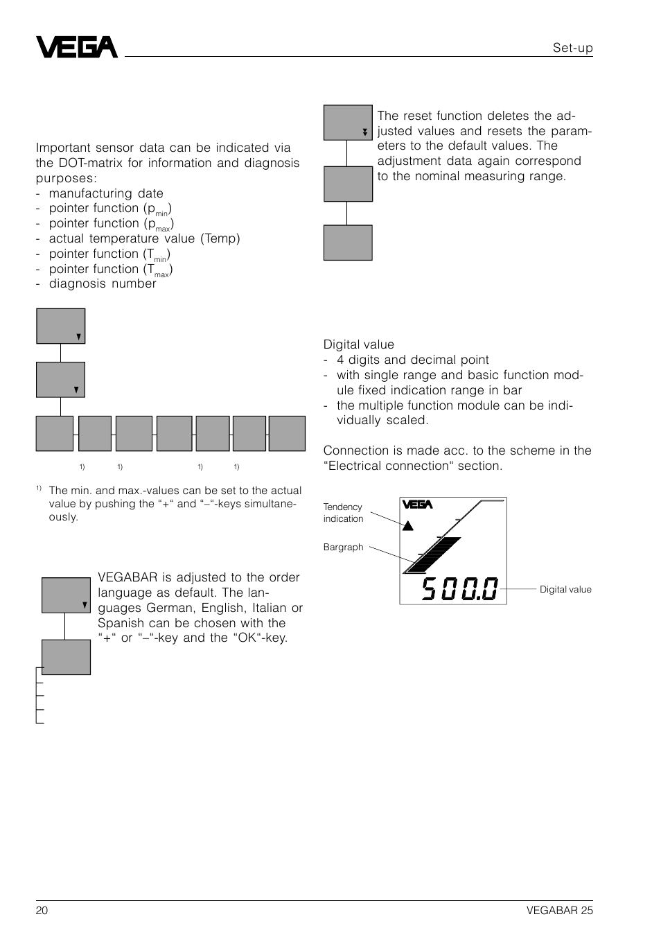 3 indicating module, Additional functions | VEGA VEGABAR 25 User Manual | Page 20 / 24