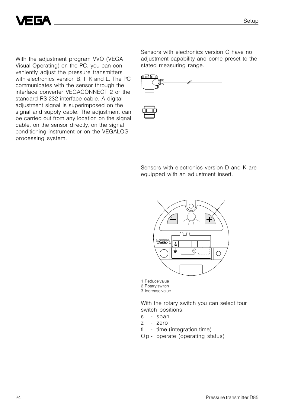 2 sensor without adjustment | VEGA D85 Hydrostatic pressure transmitter User Manual | Page 24 / 44