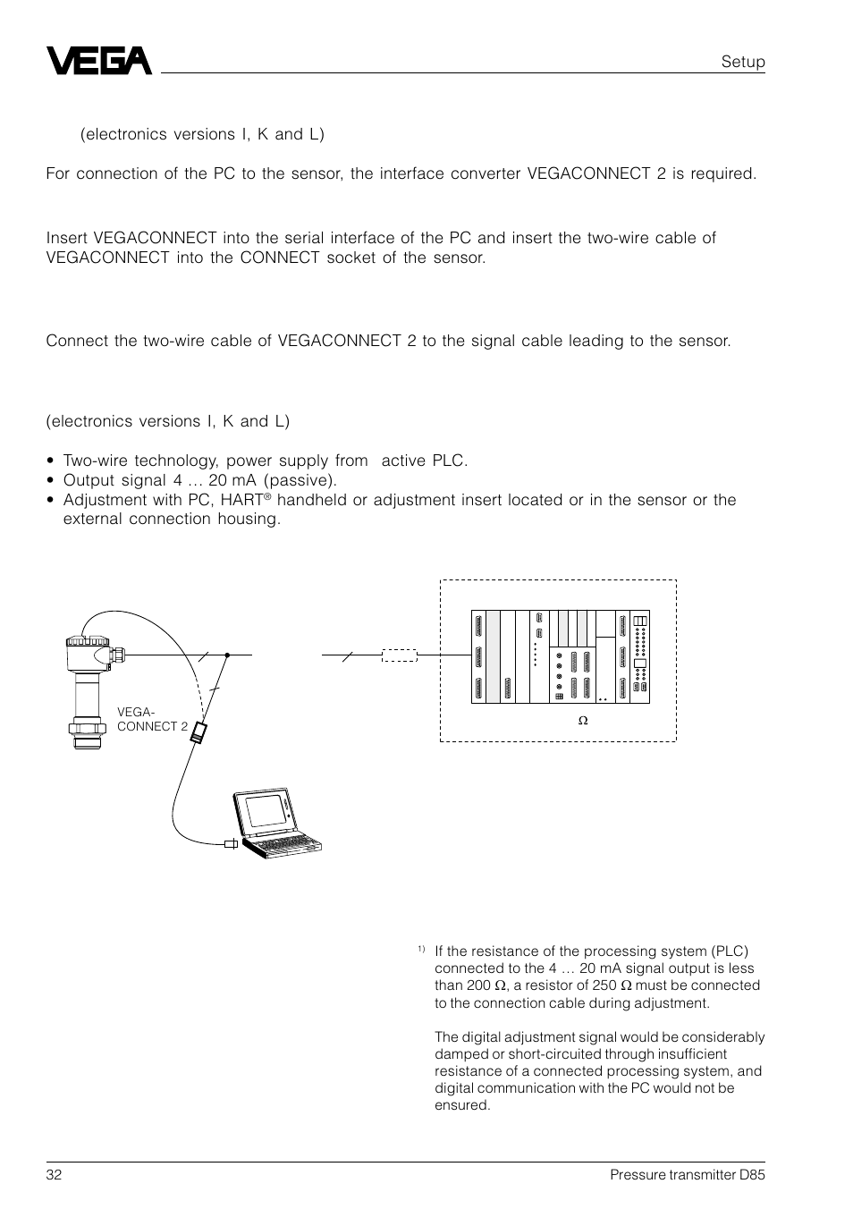 5 adjustment with pc directly on the sensor | VEGA D85 Hydrostatic pressure transmitter User Manual | Page 32 / 44