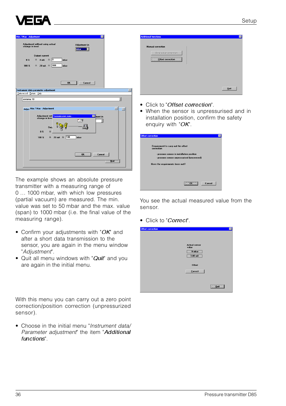 VEGA D85 Hydrostatic pressure transmitter User Manual | Page 36 / 44