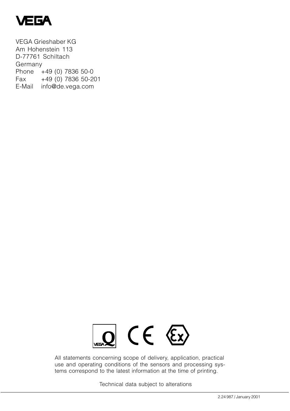 VEGA D85 Hydrostatic pressure transmitter User Manual | Page 44 / 44