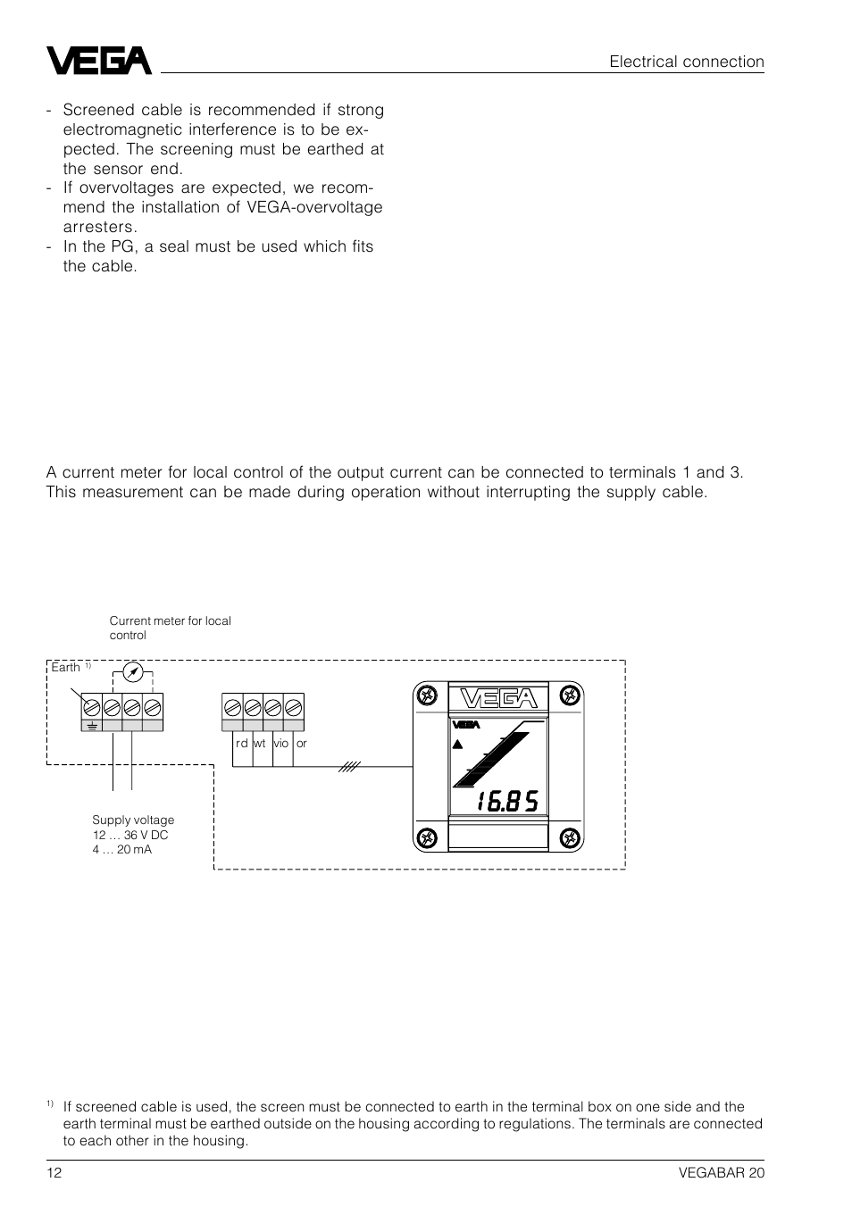 2 connection plan, Vegabar, 0 - 20 bar | VEGA VEGABAR 20 User Manual | Page 12 / 24