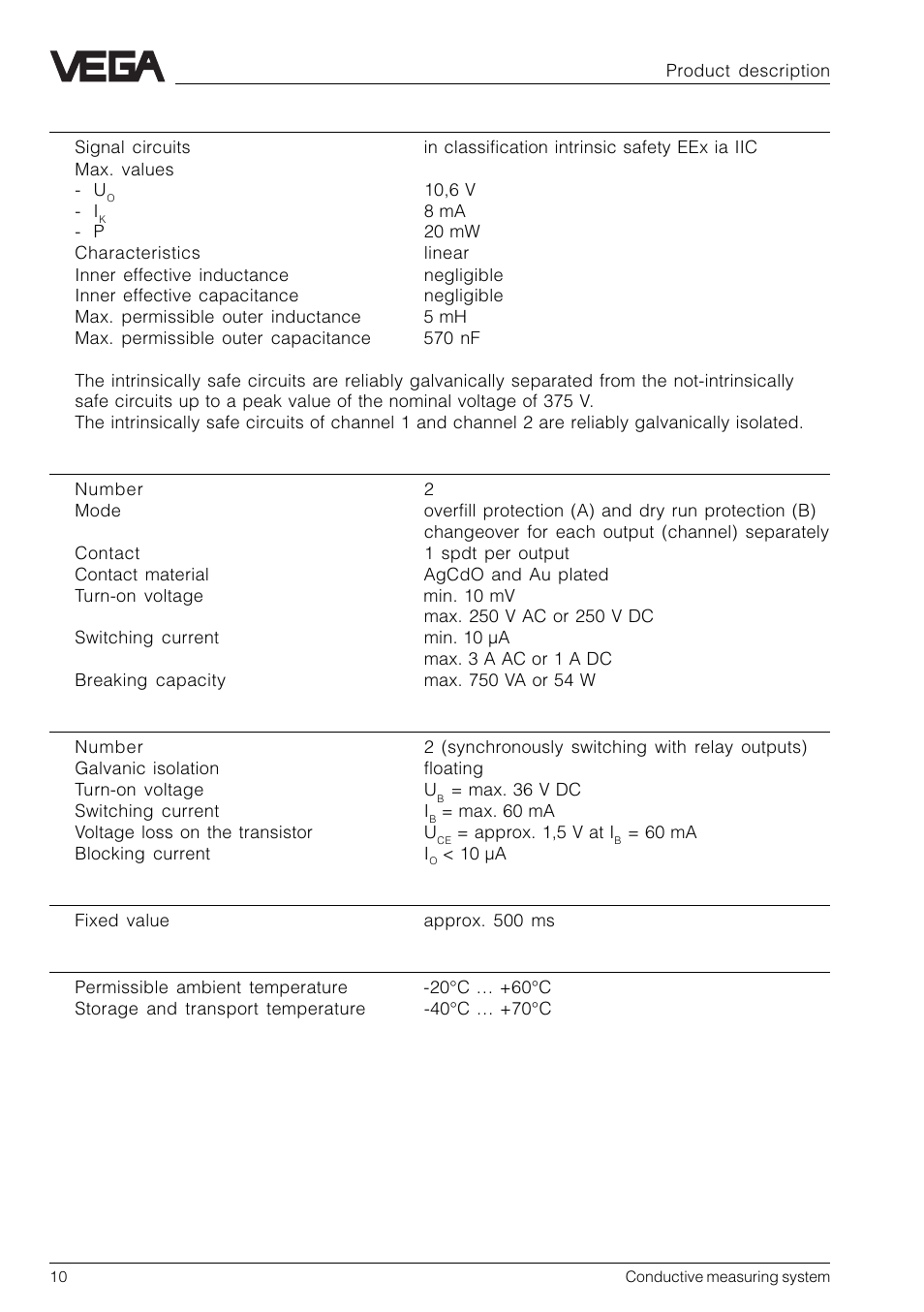 VEGA Conductive electrodes User Manual | Page 10 / 40