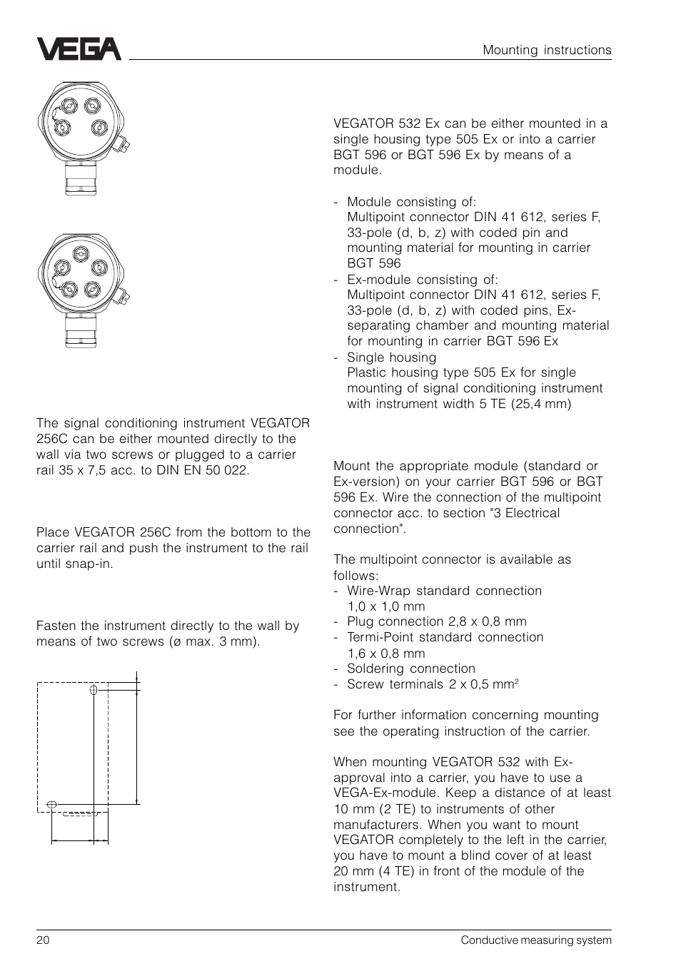 2 vegator 256c, 3 vegator 532 ex | VEGA Conductive electrodes User Manual | Page 20 / 40