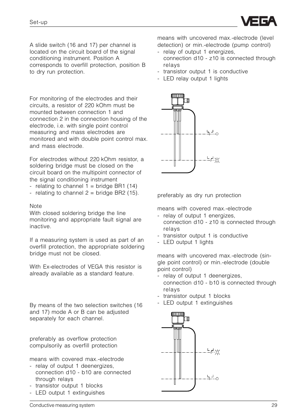 Selection of the mode | VEGA Conductive electrodes User Manual | Page 29 / 40