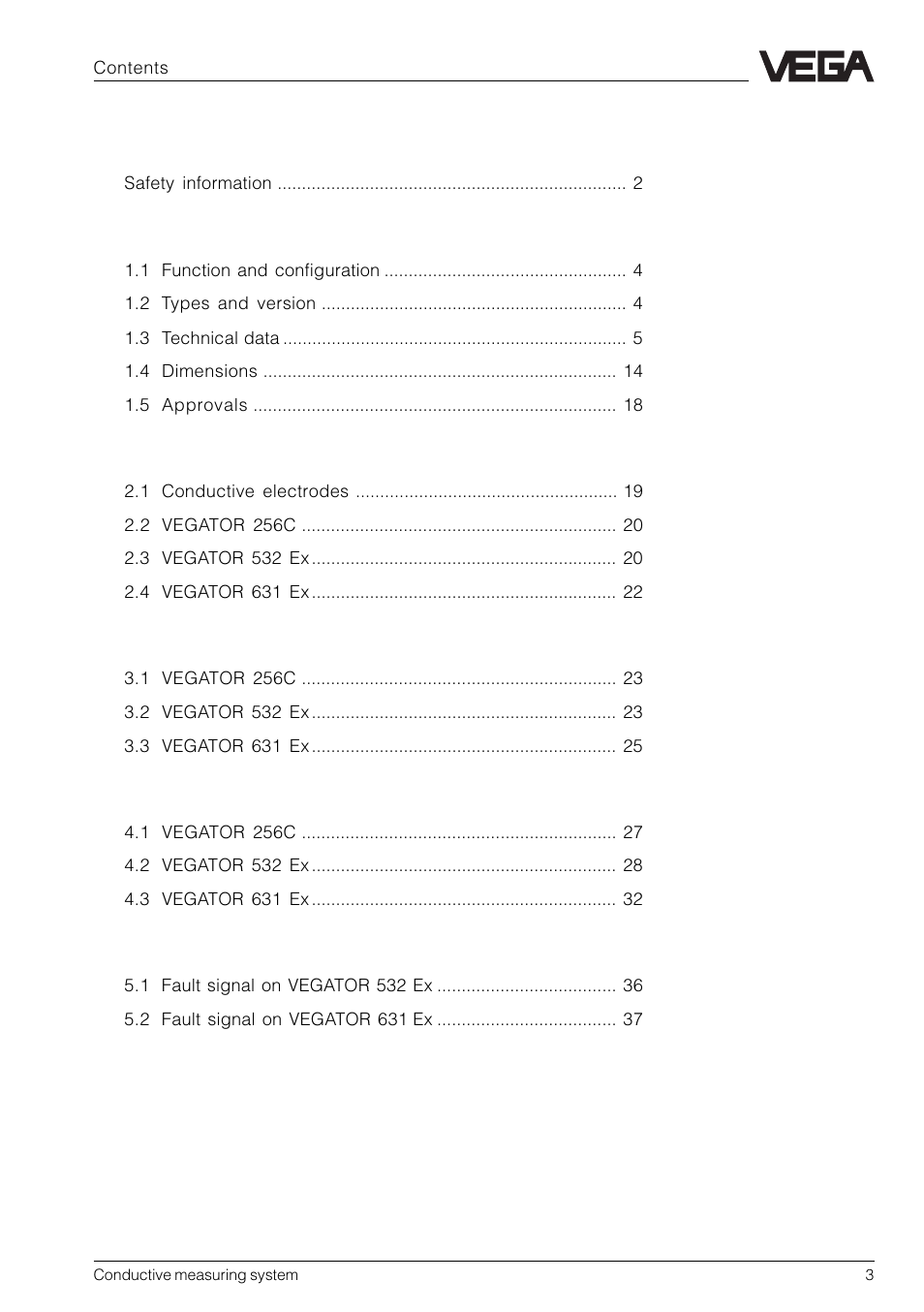 VEGA Conductive electrodes User Manual | Page 3 / 40