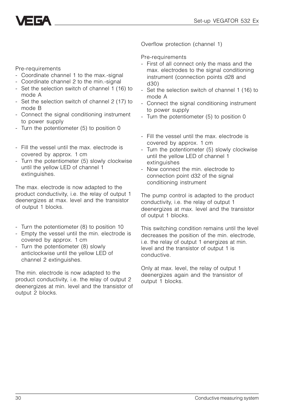 VEGA Conductive electrodes User Manual | Page 30 / 40