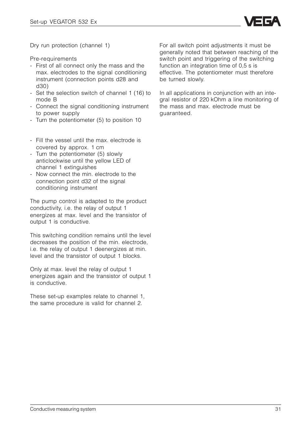 VEGA Conductive electrodes User Manual | Page 31 / 40