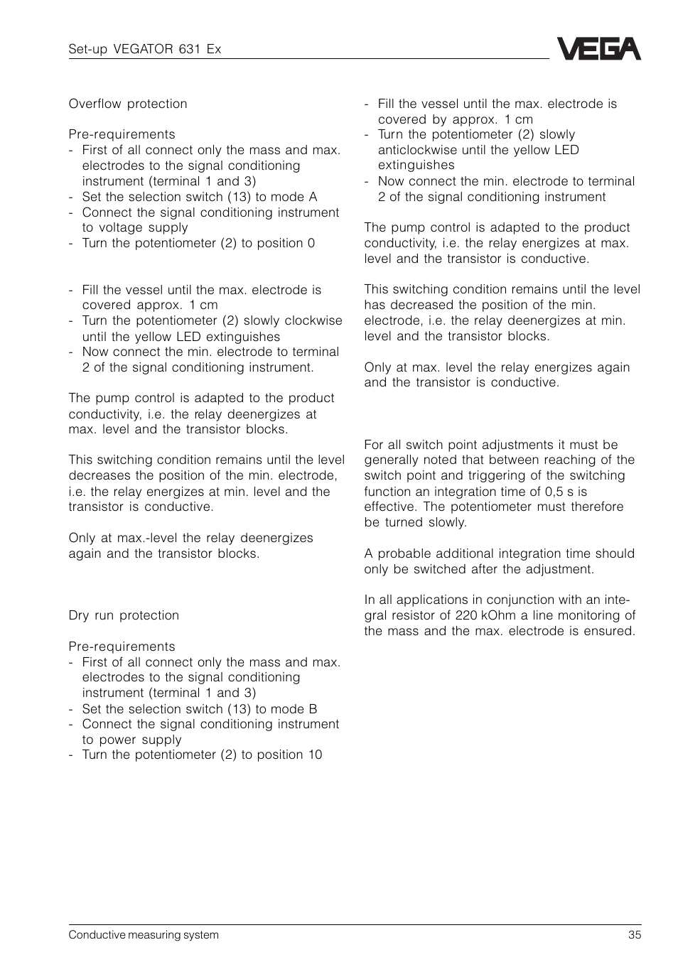VEGA Conductive electrodes User Manual | Page 35 / 40