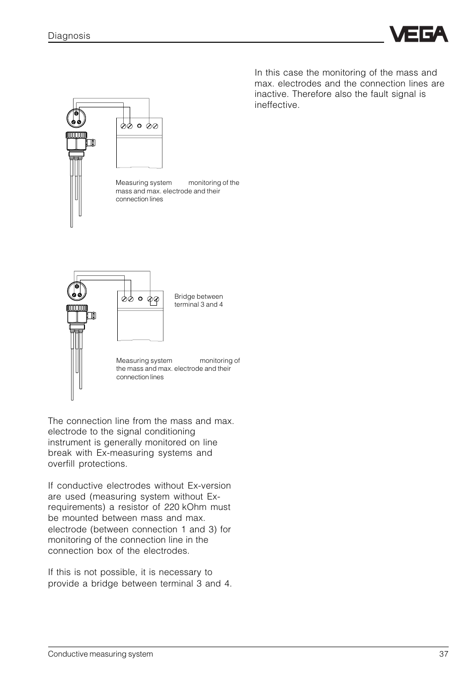 2 fault signal on vegator 631 ex, Diagnosis, Conductive measuring system 37 | VEGA Conductive electrodes User Manual | Page 37 / 40