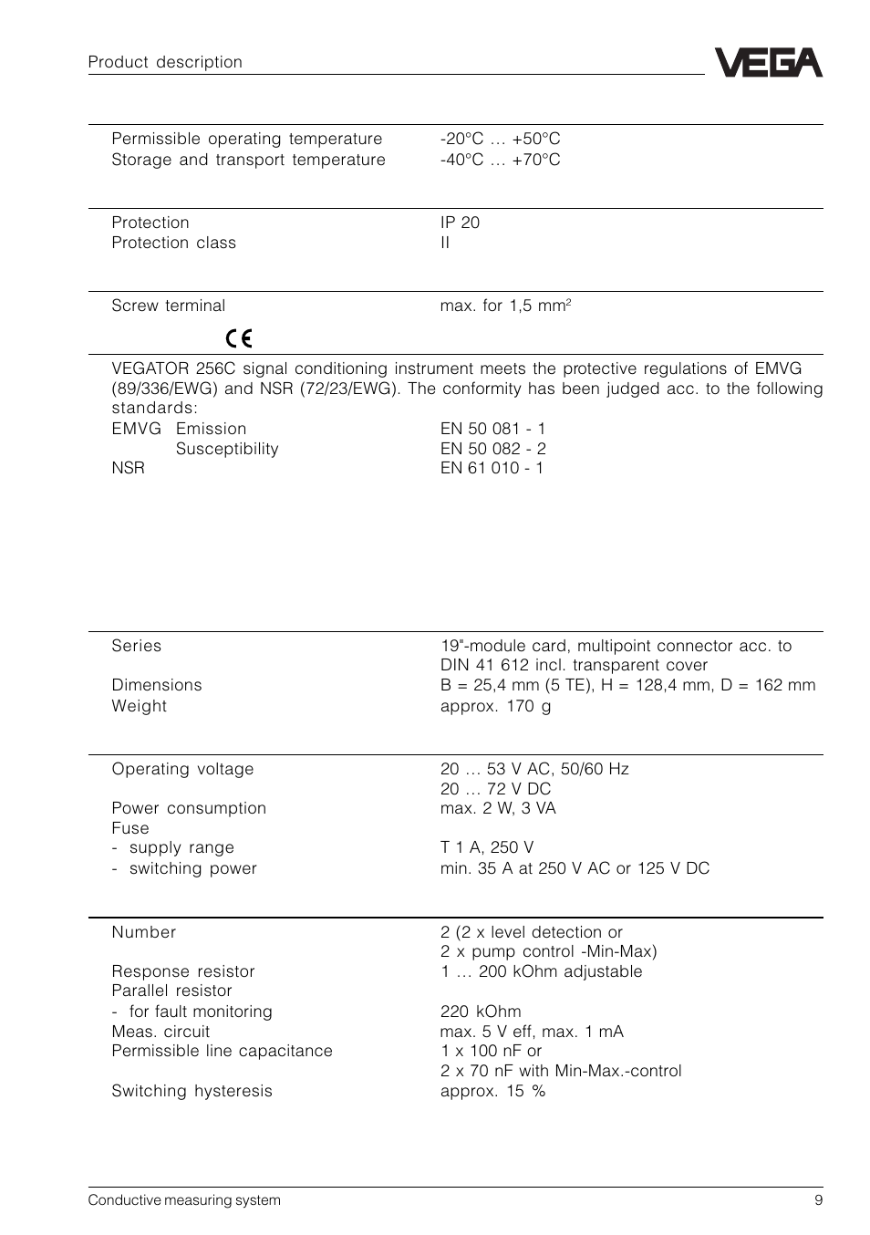 VEGA Conductive electrodes User Manual | Page 9 / 40