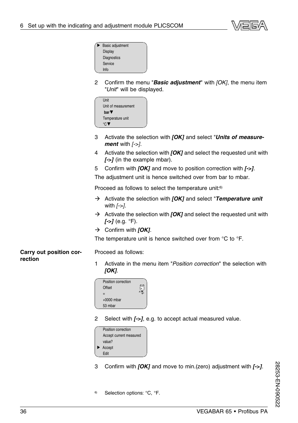 VEGA VEGABAR 65 Proﬁbus PA User Manual | Page 36 / 76