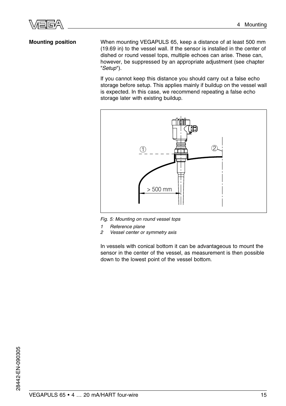 VEGA VEGAPULS 65 (≥ 2.0.0 - ≤ 3.8) 4 … 20 mA_HART four-wire User Manual | Page 15 / 56