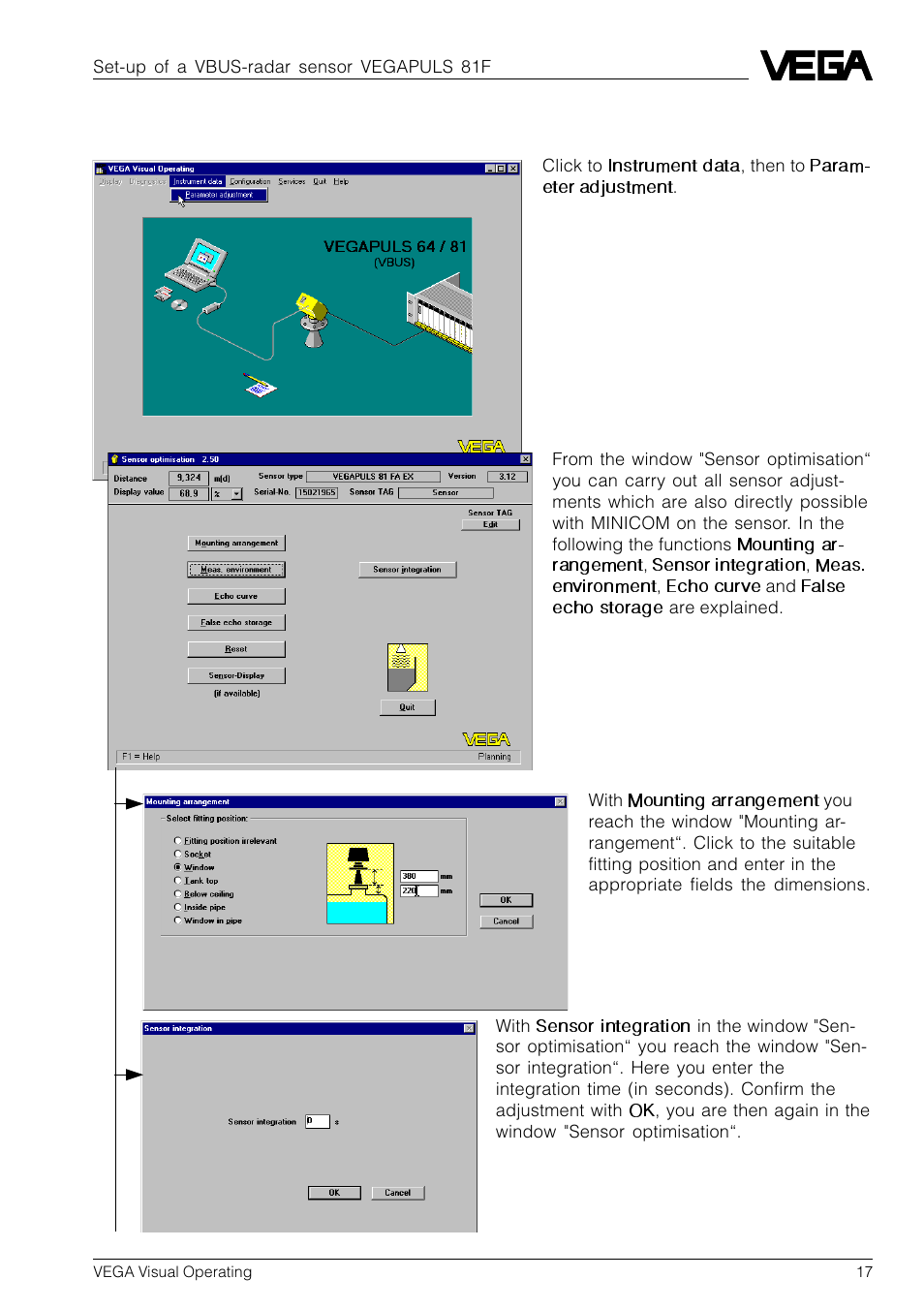 2 sensor parameter adjustment | VEGA VVO VEGA Visual Operating User Manual | Page 17 / 64