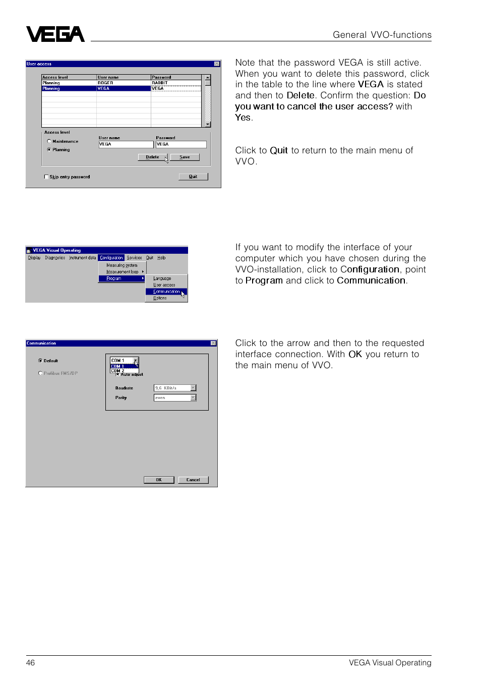 3 modify standard interface | VEGA VVO VEGA Visual Operating User Manual | Page 46 / 64
