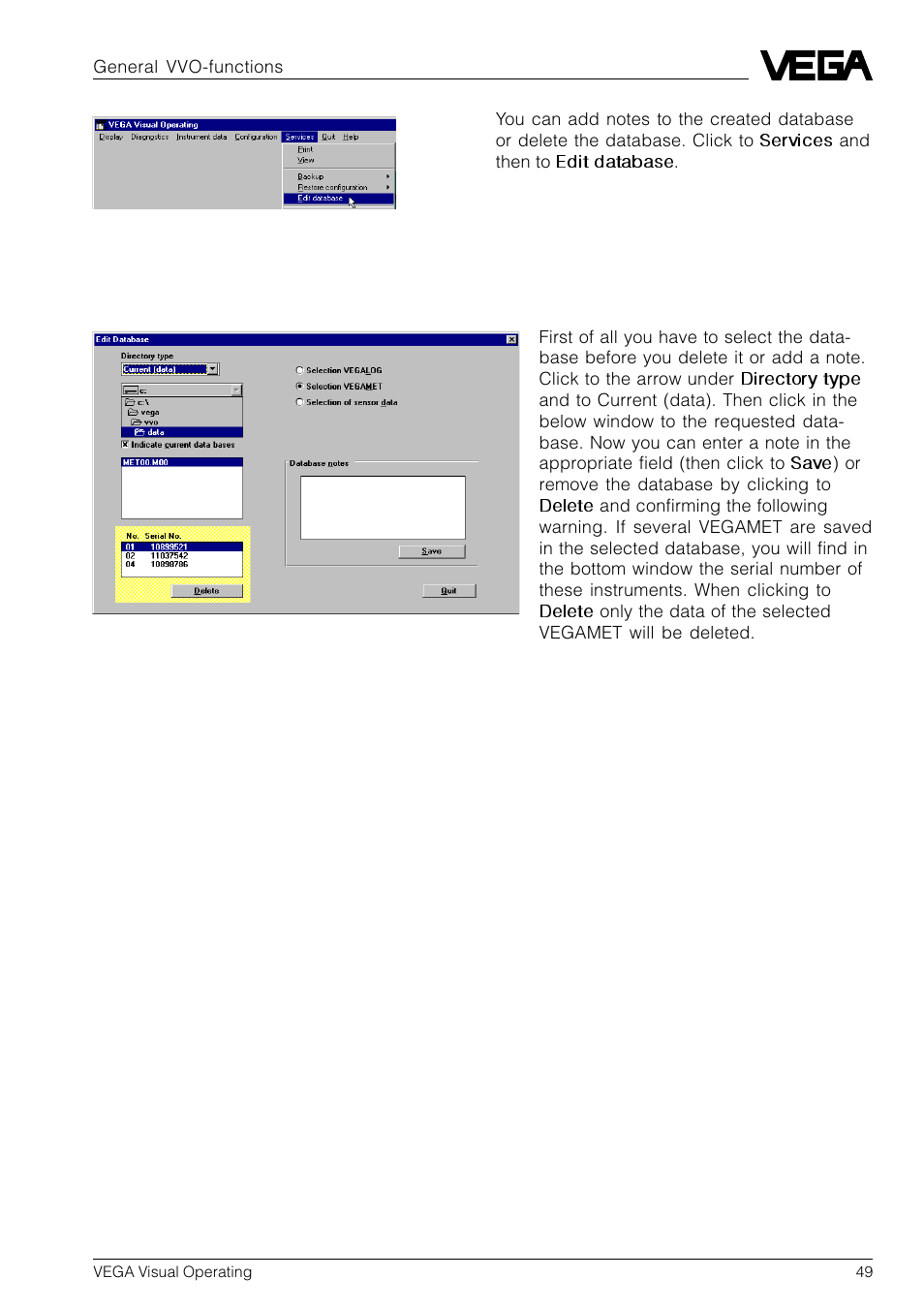 VEGA VVO VEGA Visual Operating User Manual | Page 49 / 64