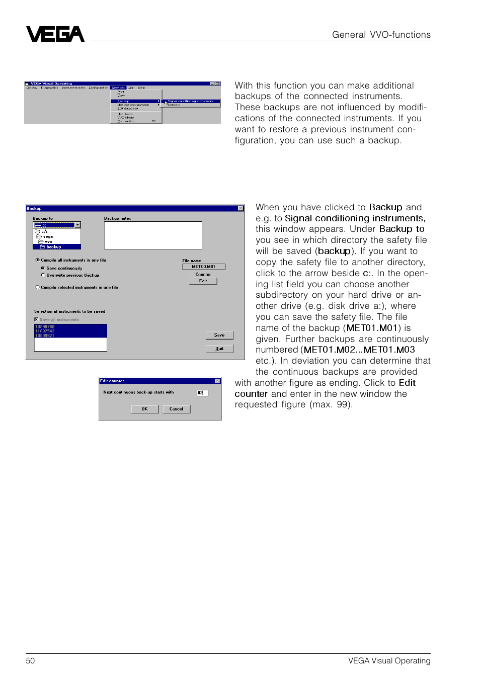 VEGA VVO VEGA Visual Operating User Manual | Page 50 / 64
