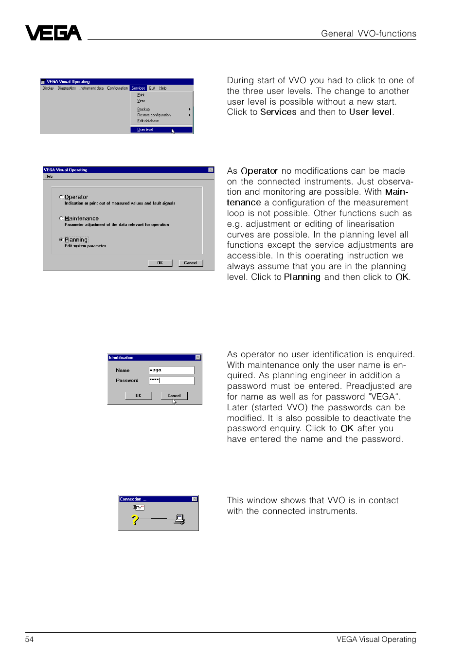 7 user level | VEGA VVO VEGA Visual Operating User Manual | Page 54 / 64