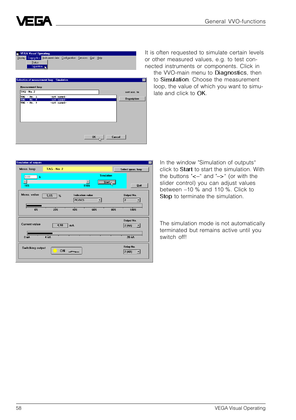 11 simulation | VEGA VVO VEGA Visual Operating User Manual | Page 58 / 64