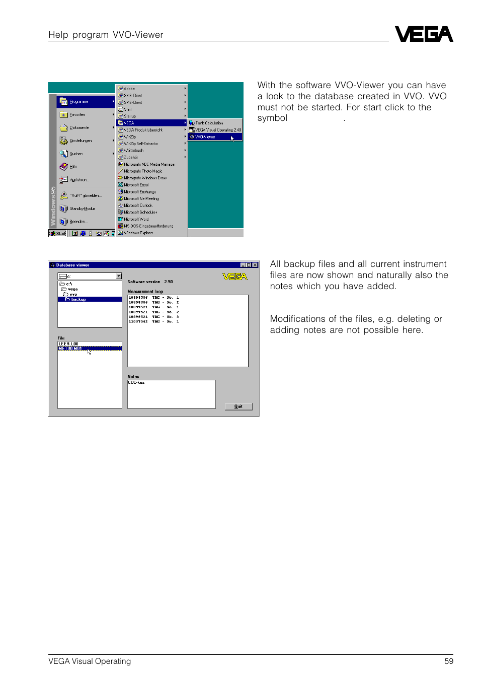 13 help program vvo-viewer | VEGA VVO VEGA Visual Operating User Manual | Page 59 / 64