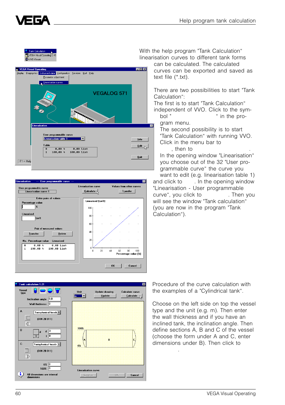 14 help program tank calculation | VEGA VVO VEGA Visual Operating User Manual | Page 60 / 64