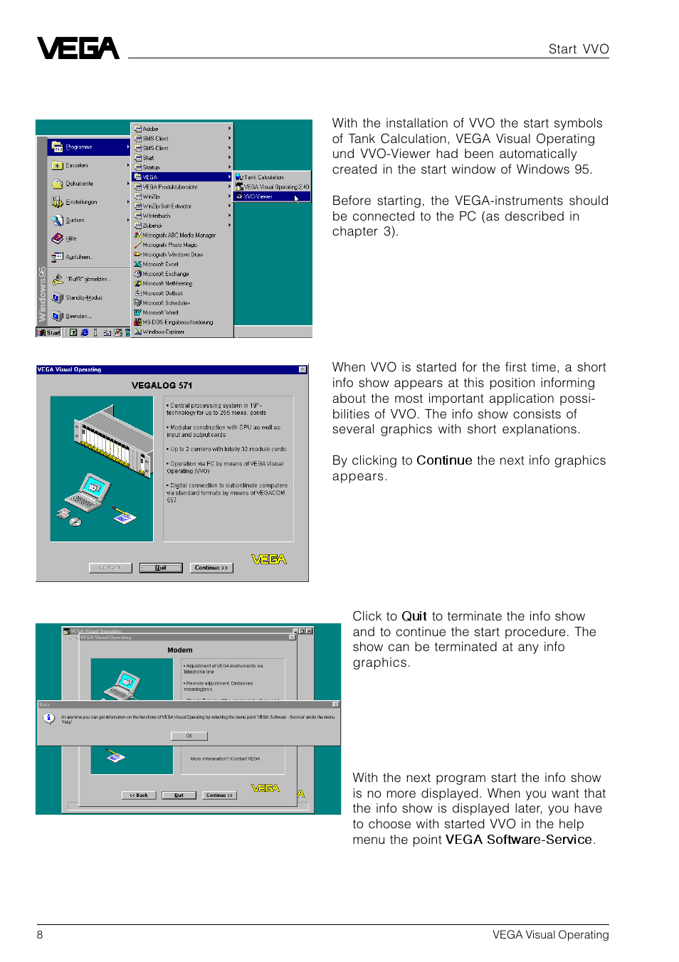 4 start vvo | VEGA VVO VEGA Visual Operating User Manual | Page 8 / 64