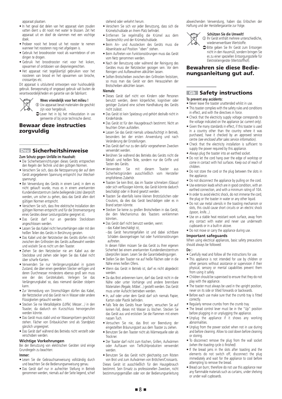 Tefal Avanti Hi-Speed TT 7041 User Manual | Page 9 / 18
