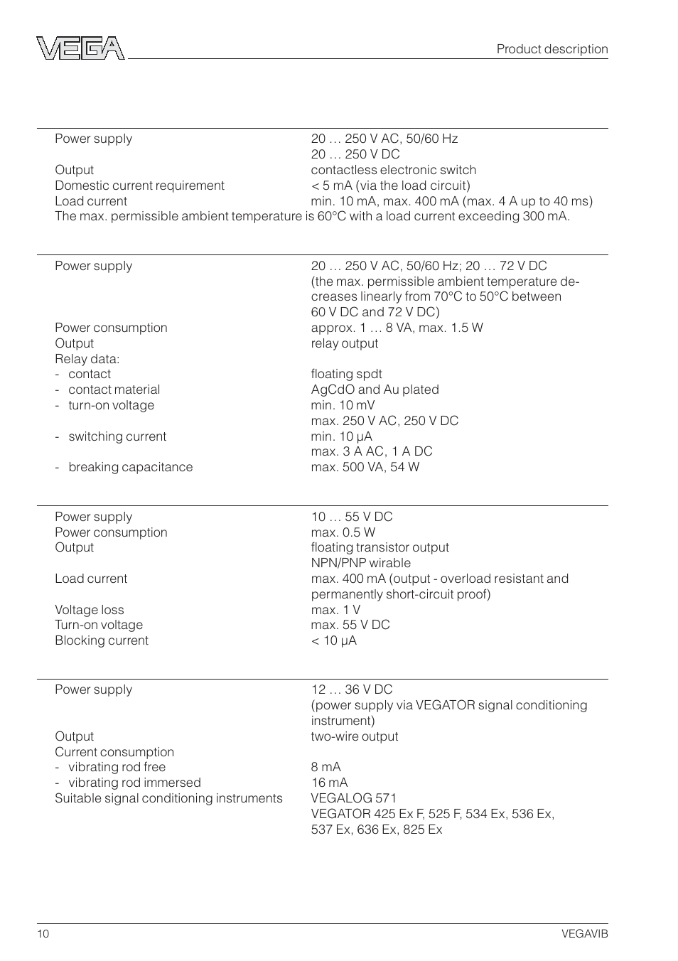 VEGA VEGAVIB 31-53 User Manual | Page 10 / 20