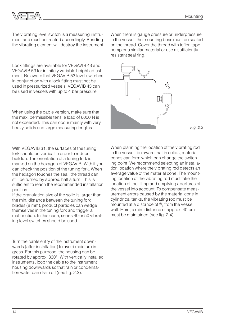 VEGA VEGAVIB 31-53 User Manual | Page 14 / 20